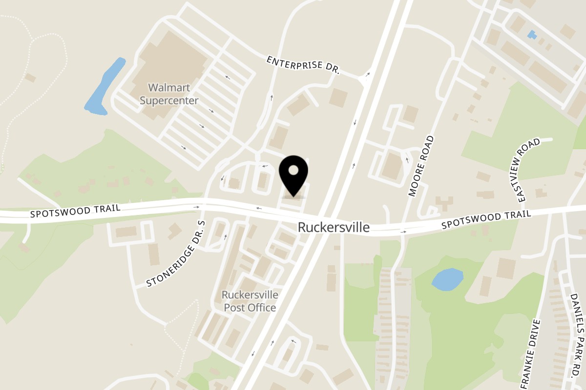 Map showing the location of Jack's Shop Kitchen on 14843 Spotswood Trail in Ruckersville